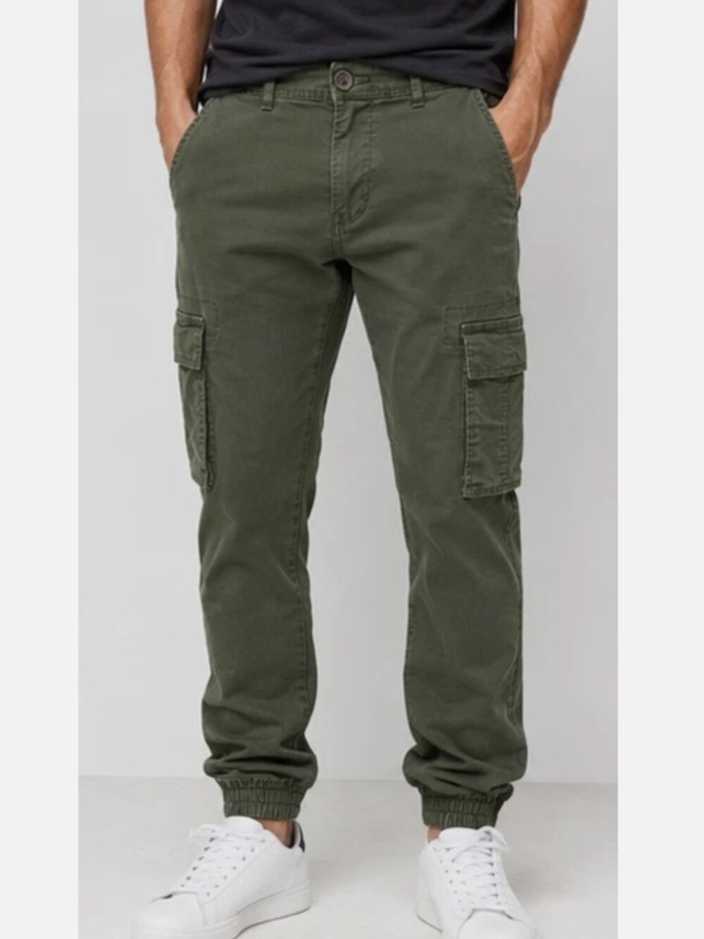 Only & Sons Olive Sage Stretch Button Fly Joggers W31 L32